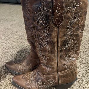 Laredo Cross Point Snip Boots - Brown Western Cowboy Boots